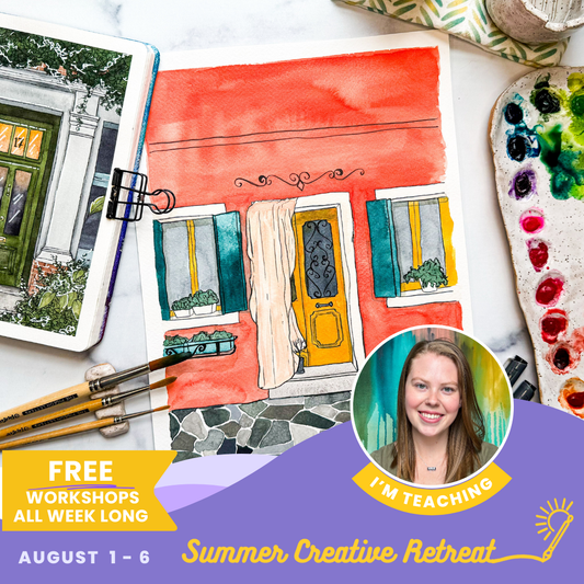 Summer Creative Retreat 2024 Live Session Replay + BONUS eBook | Paint a Summery Door in Watercolor