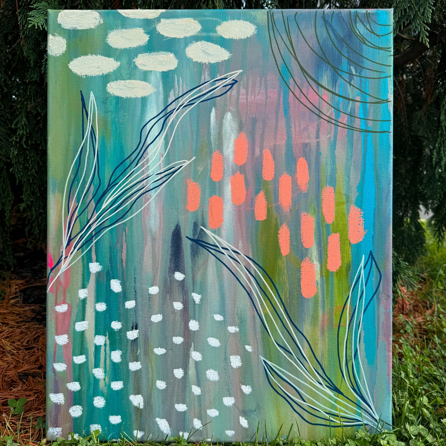 Underwater | Original Abstract Acrylic Painting 16"x20"